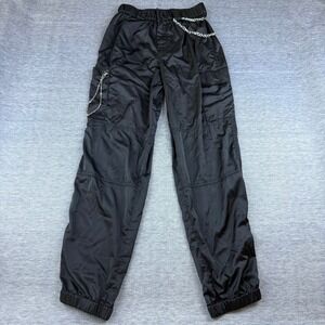 Forever 21 Black Cargo Grunge Pants With Chain‎ Detail Jogger Utility Pockets
